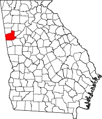Map showing Carroll County, Georgia