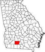 Map showing Colquitt County, Georgia