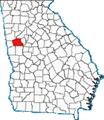 Map showing location of Coweta County, Georgia