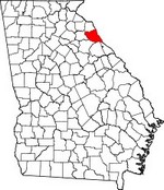 Map showing Elbert County, Georgia