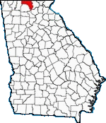 Map showing location of Fannin County, Georgia