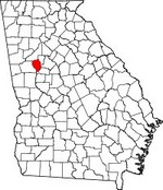 Map showing Fayette County, Georgia