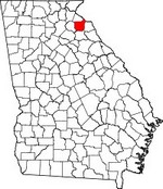 Map showing Franklin County, Georgia