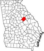 Map showing Hancock County, Georgia