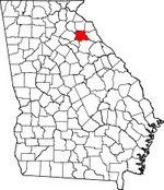 Map showing Madison County, Georgia